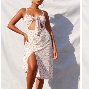 Pale pink tie front strappy  dress